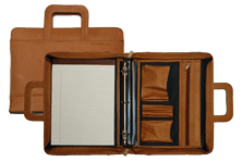 tan Vaqueta leather portfolio with handles