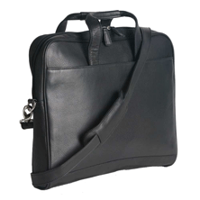 black leather meeting case with shoulder strap