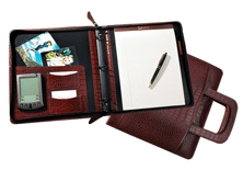 croco grain leather ring binder with handles
